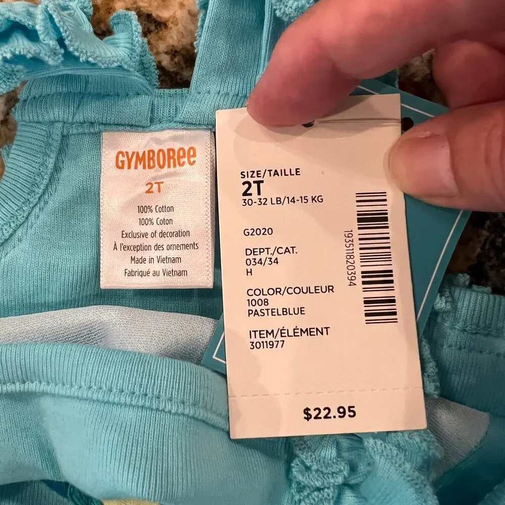 NWT Gymboree Girls Fish Peplum Tank Top, Plaid Bubble Shorts & Clips - 12-18M